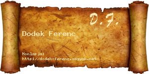 Dodek Ferenc névjegykártya